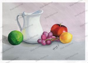 Composition Painting of Fruits with Vase