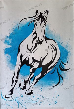 Running Horse Two-Color Painting on Canvas Frame