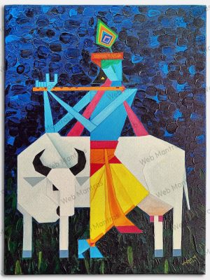Lord Krishna Modern Art - Acrylic Painting