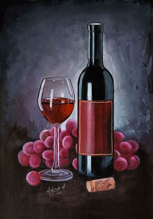 Wine Bottle and Glass Painting